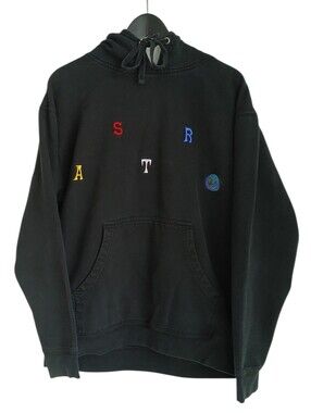 Travis Scott Astroworld Scattered Logo Embroidered Hoodie Black Size L